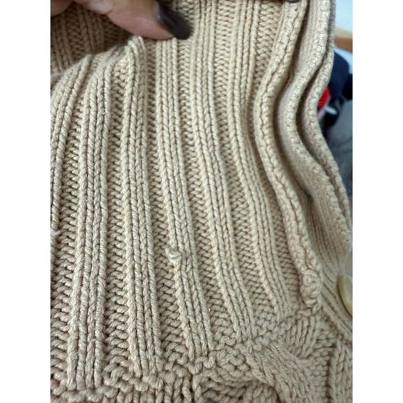 y2k Vintage Tommy Hilfiger Tan Cable Knit Fisherman Sweater Turtle Neck Womens S - Picture 10 of 10